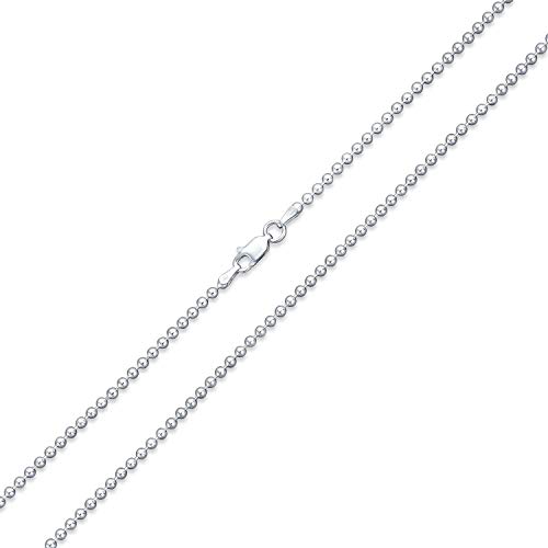 Verona Jewelers 925 Sterling Silver Italian 1.5MM, 2MM Silver Bead Ball Chain Necklace, Sterling Silver Bead Necklace, Silver Ball Necklaces, Italian Bead Necklace, Silver Beaded Necklace (16, 2MM)