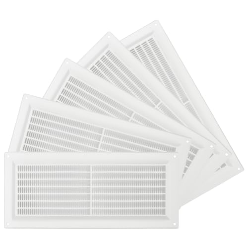 Image of Repa Market 12 x 5 Inch (Outer Size) Pack of 5 / White Plastic Return Air Vent Cover for Wall, Ceiling or Door /Rectangular Return Air Grille /HVAC Vent Cover /AC Exhaust & Intake Register