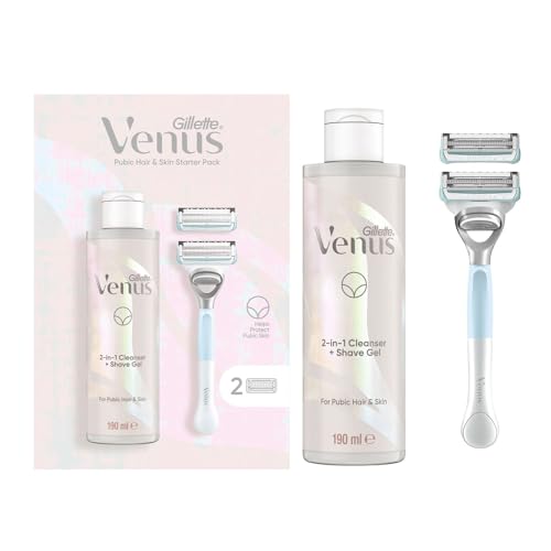 Gillette-Venus-Womens-Razor-2-Blade-Refills-2in1-Shave-Gel-and-Cleanser-190ml-Bundle-Specifically-Designed-for-Pubic-Hair-Skin-with-A-PH-Balance