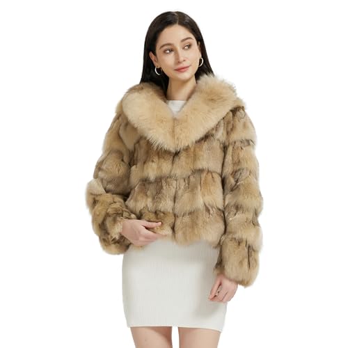 美品◯【THINK FUR 】FOX LIKE FUR JACKET Skyler Sculptured Mink Fur Jacket with Silver Fox Trim