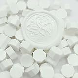SSRDFU 100 pcs Lacre de Sellado Octagonal - Blanco Sello de Cera, Cera de Sellado Sellos, Cera para Sellado Perlas Octogonales, Sello de Cera Vintage, Perlas de Cera para Sellar