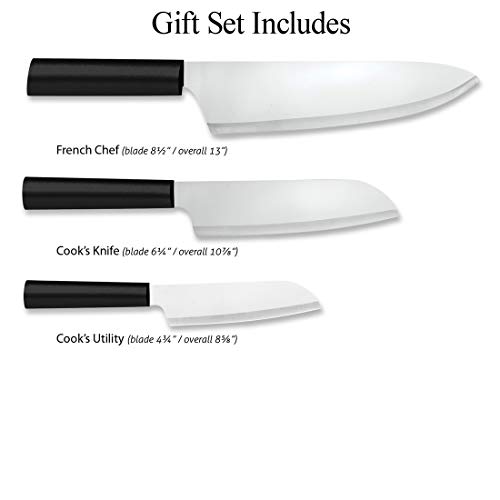 Rada Cutlery Chef Select 3-Piece Large Knife Set – Stainless Steel Culinary Knives With Black Resin Handles #TOP1