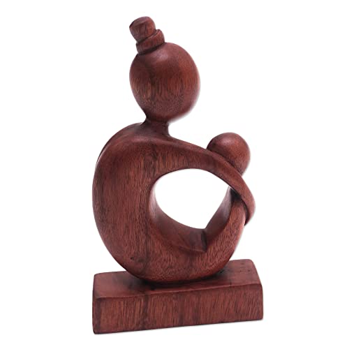 Novica Brown Mother And Child Wood Sculpture, Mother's Arms' #TOP1