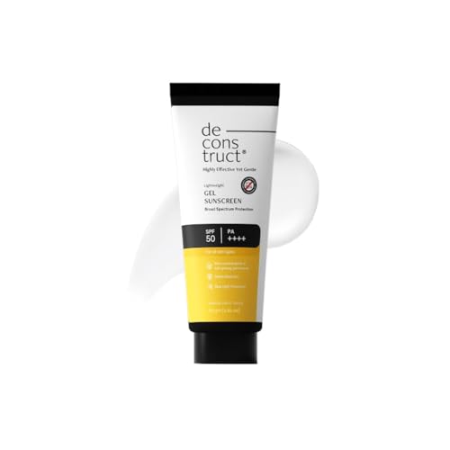 Image of Deconstruct Gel Sunscreen for Oily skin SPF 50 PA++++ |100% Photostable Sunscreen |4 New Gen UV Filters |In-Vivo |Lightweight, Airy, Non-greasy |For oily, combination, normal skin |For Men & Women - 80gm