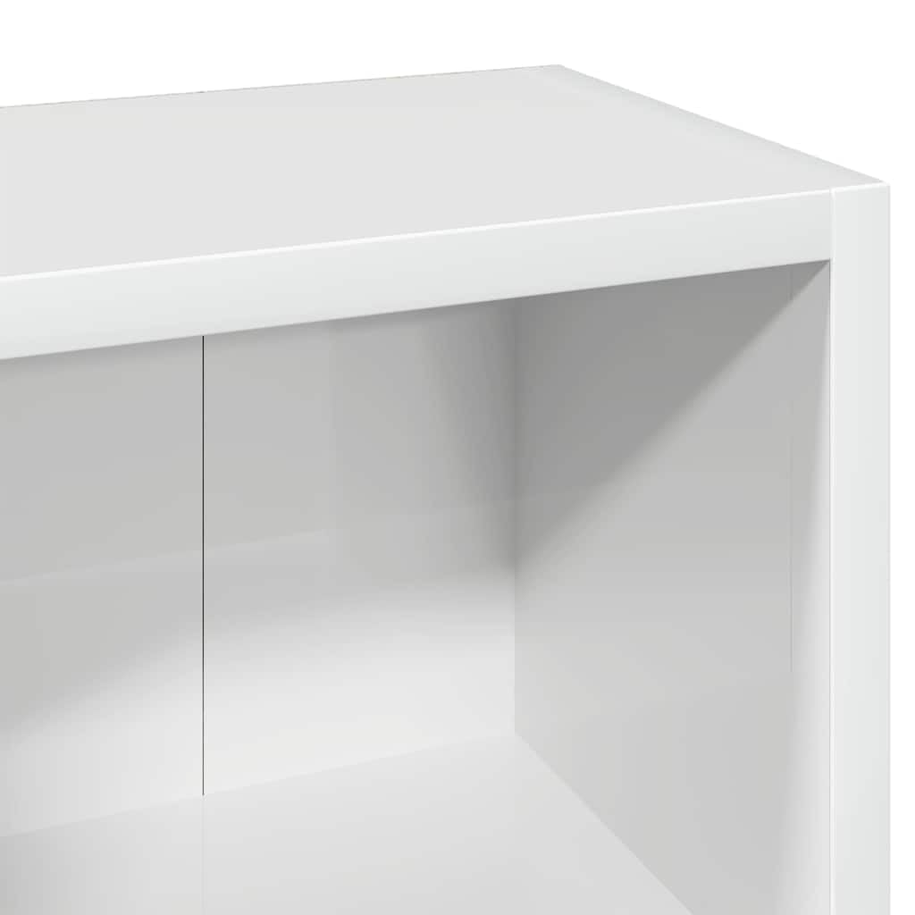 vidaXL CD-Regal, 2er-Set, 21x16x93,5 cm, Hochglanz Weiß, Holzwerkstoff, Vitrinenschrank mit Fach, Aufbewahrungsschrank für Wohnzimmer, Bücherregal, CD-Aufbewahrung, Media Organizer