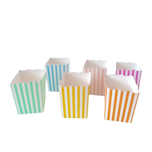 A Little Extra Co 36 Pack Mini Colorful Popcorn Box, 4 Inches tall, Cardboard, Disposable Container, Assorted Colors, Parties, Movie Night, Snack, Mini box