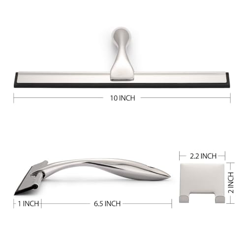 Image of Hiware All-Purpose Shower Squeegee for Shower Doors, Bathroom, Window and Car Glass - Stainless Steel, 10 Inches (Pack of 2)