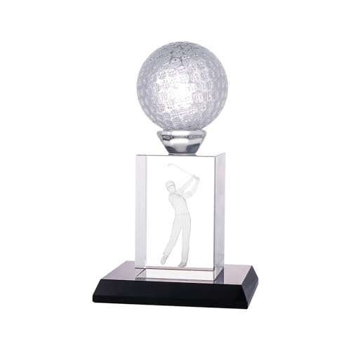 LONGWIN 3D Engraved Glass Golf Trophy