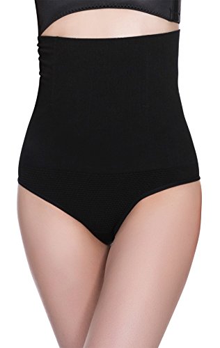 Aivtalk - Braguitas Moldeadoras Completas Faja Adelgazantes para Mujer Vientre Plano Tanga con Cintura Alta - Ngero - Talla ES L