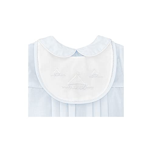 Baby Boys' Romper with Embroidered Sailboat Bib, Blue3