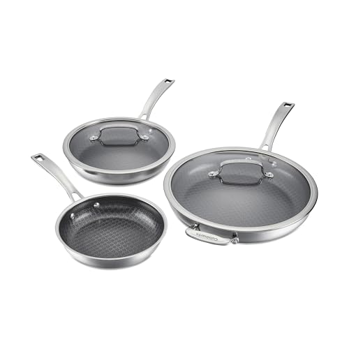 Cuisinart, 5-Pc Skillet Set– 8” 10” with Lids 12” with Lid, FPS-5SSCR