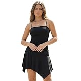 XFSRG Vestido Tirantes Mujer Verano Asimétrico Corto Elegante Vestidos de Fiesta Coctel Ajustado Casual Vestido Verano Tirantes Finos Ropa para Eventos Especiales Celebraciones