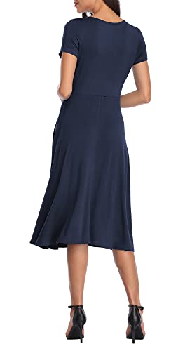 Urban CoCo Women's Floral Print Short Sleeve Flared Midi Dress4