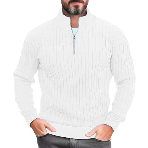 Pull à col montant léger homme tricot côtelé vêtement mi-saison confortable