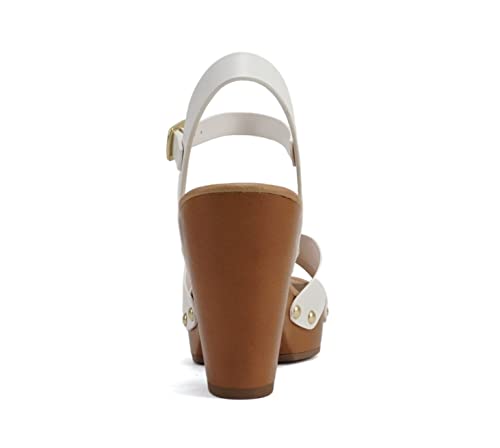 Image of Soda MIGUEL ~ Women Crisscross Band Fashion Chunky Platform Block Mid Heel Sandal with Ankle Strap and Stud