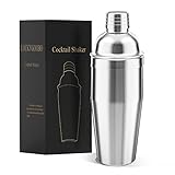 Cocktail Shaker,24 oz Martini Shaker,Food Grade Stainless Steel Martini Mixer Built-in Strainer,Drink Shaker by LUCKYGOOBO,Bartender Kit Gifts.
