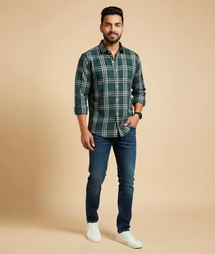 Image of RuggedNap Checked Cotton Shirt for Men | Premium Casual Plaid Shirt, Soft Breathable Everyday Wear