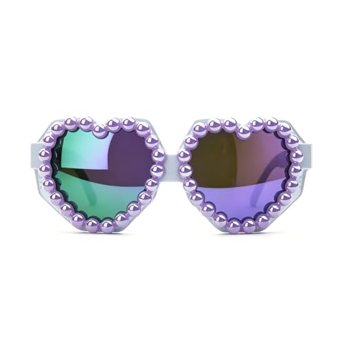 Image of laureles Fashion Pearl Heart Shaped Goggle Y2K Sunglasses Women One Piece Oversized Love Sun Glasses Men