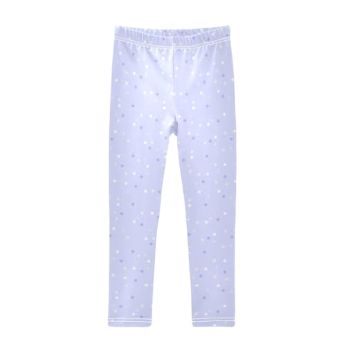 Cute Purple Star on Blue Sky Pattern Girls Leggings,Workout Leggings for Girls Toddler Athletic Leggings Size for 3-10T