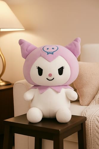 Image of Kawaii Plush Animal Doll, Purple and White, Soft Stuffed Character, Decorative Toy 21 cm (Purple and White)