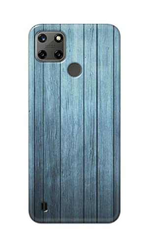 Image of Printed Hard Back Cover Case for Realme C21Y | Realme C25Y Back Cover (Wooden Blue) -1302
