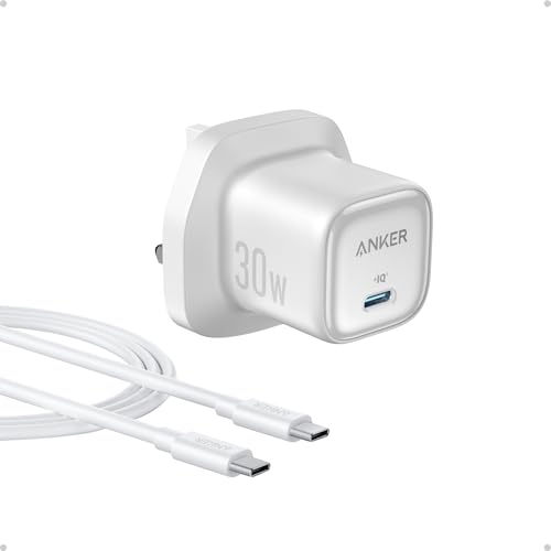 Anker Zolo 30W Compact GaN Charger PIQ 3.0 PPS Fast Charging Exclusive Low-Temperature Technology Ultra-Safe and Portable For iPhone iPad Samsung Pixel and More (USB-C Cable Included)