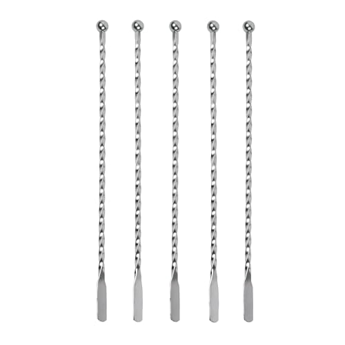 HIC Kitchen Reusable Swizzle Sticks, 18/8 Stainless Steel, Set of 5