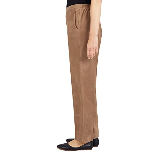 Alfred Dunner Women's Petite Womens Suede Pull-On Straight Leg Pant in Short Length4