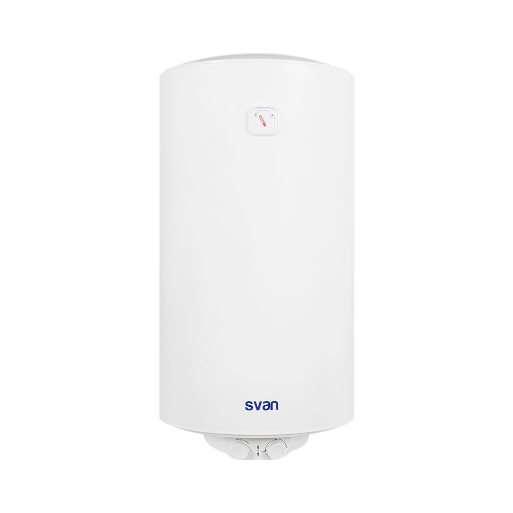Svan Termo Eléctrico Vertical 92 Litros ST10000. Instalación Vertical, 1500W, Incluye Kit de Montaje, Resistencia de Acero inoxidable, Blanco, Eficiencia Energética Clase C