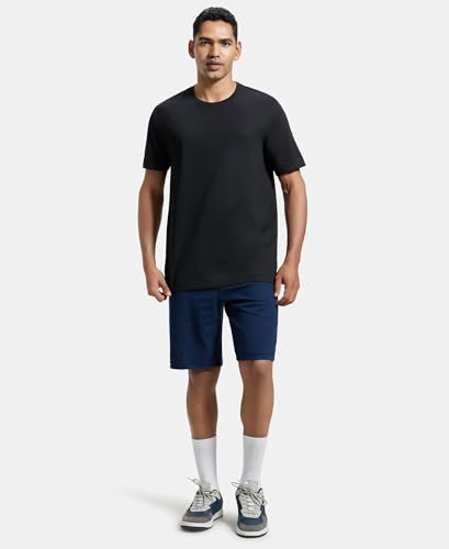 Image of Jockey AM12 Men's Super Combed Cotton Straight Fit Solid Shorts with Side Pockets