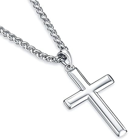 Rnivida 925 Sterling Silver Cross Pendant Necklace with Stainless
