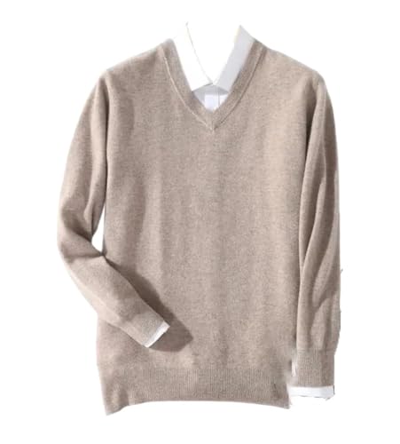 Kiioouu Men's 100 Percent Cashmere V-Neck Pullover Warm Classic Sweater Male Slim Fit Long Sleeve Jumper Jersey