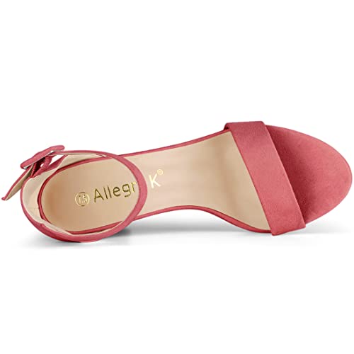 Image of Allegra K Women's Open Toe Chunky High Heel Buckle Ankle Strap Sandals | 3 3 /8 inches Heels with Faux Suede, Comfortable Block Heels Sandal for Women, Summer Dressy Shoes