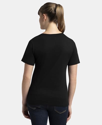 Image of Jockey AW89 Women Super Combed Cotton Rich Fabric Relaxed Fit V-Neck Half Sleeve T-Shirt