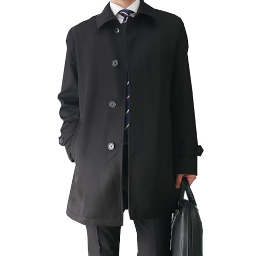 [スマートビズ] ステンカラーコート 軽くて暖かいライナー付き コート ビジネス 黒 ブラック スーツ メンズ