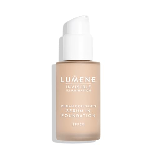 LUMENE Invisible Illumination Tinted Serum Foundation SPF30 with Vegan Collagen Serum & Hyaluronic Acid, Shade 1.5, 30 ml