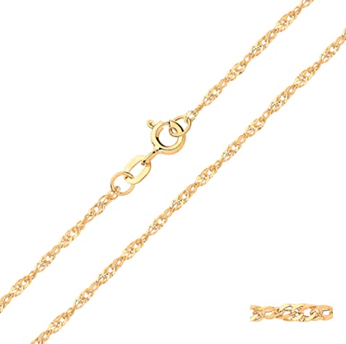 Old English Jewellers 9ct Yellow Gold on Silver Singapore Chain Necklace - 16 18 20 22 24 inch (24)