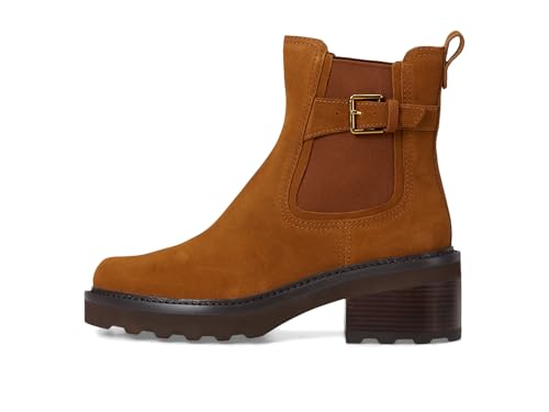 Cole Haan Cole Haan Women's Shibley Waterproof Lug Buckle Booties, Tobacco Water Proof Suede, 7.5-B US