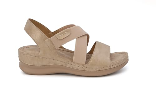 YOKI NOMI-02 Women’s Summer Criss Cross Wedge Slides – Elastic Strap Comfort Sandals, Slip On Wedge Sandals for Women3