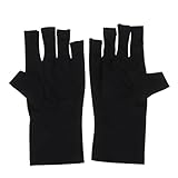 Beavorty UV Protective Half-finger Nail Art Gloves, Black Polyester Anti-uv Manicure Shield Gloves