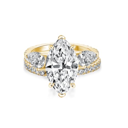 3.5CT Marquise Cut Inset Engagement Ring Set, S925 Sterling Silver 5A Cubic Zirconia Bridal Wedding Ring Set for Women