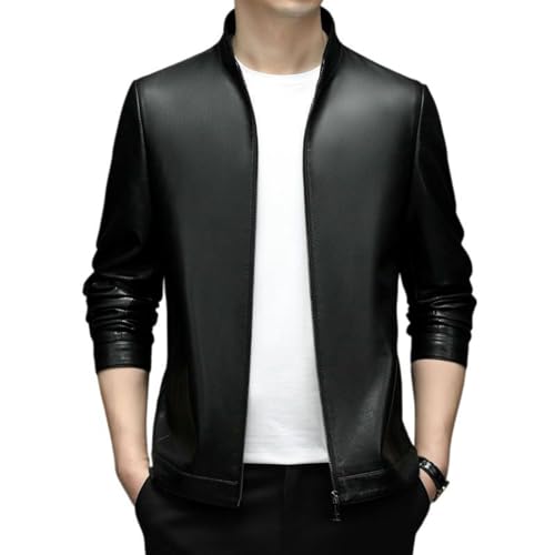 Veste en cuir synthétique pour homme avec col montant élégant