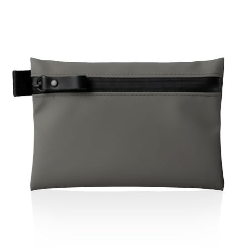 [ aso ] TOFTPOUCH (タフトポーチ) 耐水 ガジェット ポーチ 日本製 約150×110×10[mm] コンパクト 小型 バッグインバッグ (Mサイズ サイドファスナー グレー) tf-v180-sf-grの商品画像（Amazon）