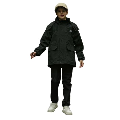 Conjunto de impermeable y pantalón de lluvia para niños, independiente para alumnos de primaria y secundaria niños y niñas, chaqueta impermeable de cuerpo entero para niños mayores de 6 a 15 años.