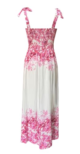 Image of kinstell Women's Summer Boho Spaghetti Strap Square Neck Ruffle Casual Flowy Long Dress Beach Swing Party Maxi Dress
