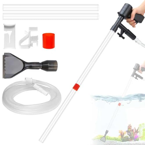 LPZMPZ 4-in-1 Mulmsauger Aquarium Set, Aquarium Sauger Bodengrund Reinigen mit Schlauchklemme, Handpumpe Aquarium Wasserwechsel, Aquarium Bodenreiniger für Wasserwechsel Sandreinigung