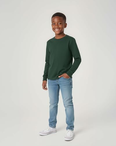 Image of 5 Pack Boys' Cotton Long Sleeve Jersey T Shirts Kids School Youth Tees | Available In US Sizes 4 To 18, Athletic Teen Crew Neck Tops, Breathable, Soft, Classic Fit, Active, Sports, Play, Casual