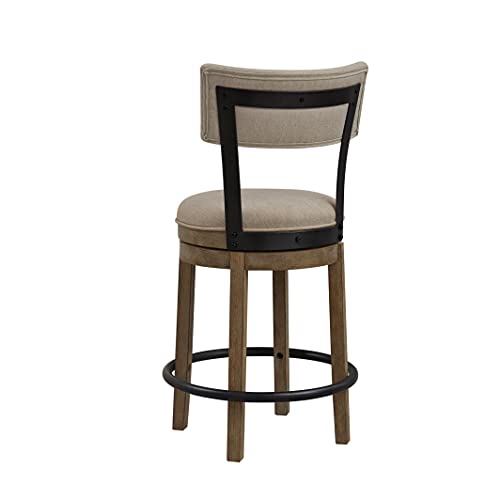 Ball & Cast Rustic Swivel Counter Stools Kitchen Barstool 24" Seat Height Wooden Frame Stool Chair, Taupe #TOP5