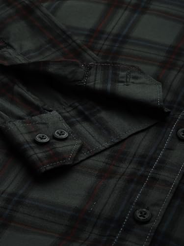 Image of Majestic Man Men Small Checkered Slim Fit Cotton Casual Shirt
