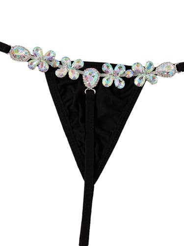 Image of RoseSeek Women's Sparkling Butterfly Chain Underwear Low Rise Cheeky G String Panty